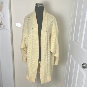 Wilfred Aritzia Soft ButteryCream 43% Alpaca blend Open-Knit Cardigan